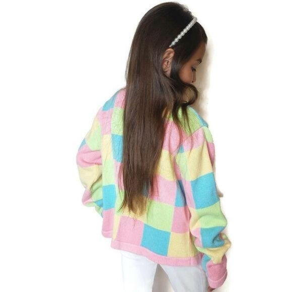 Lilly Pulitzer Girls Colorful Patchwork Cardigan Sweater Size 10 - Picture 4 of 12